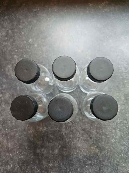 Photo of free Six small glass bottles with lids (AB15) #1