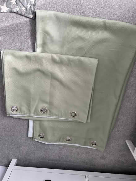 Photo of free Eyelet blackout curtains - olive/sage green (Brays Grove CM18) #2