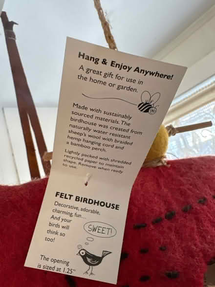 Photo of free Felt birdhouse (Ossining) #3