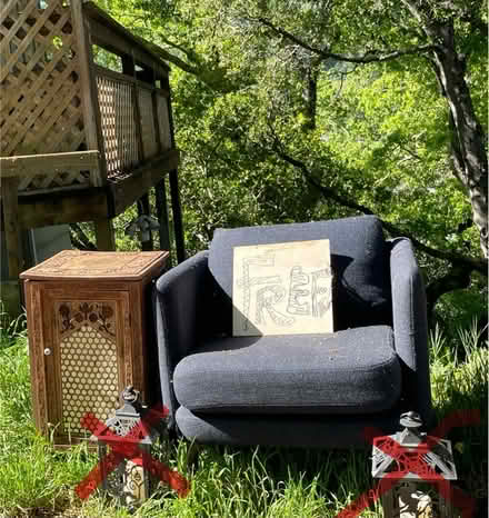 Photo of free Small side tables & armchair (84 Martens Blvd, San Rafael) #1
