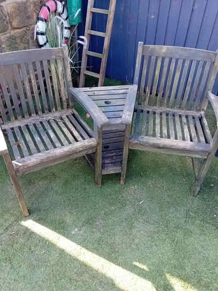 Photo of free Wooden love seat (Lythe, Whitby) #1