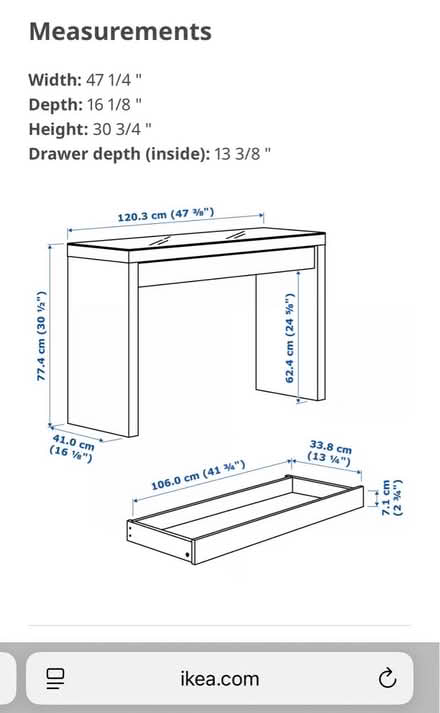 Photo of free IKEA Malm Vanity (Lorton (22079)) #2