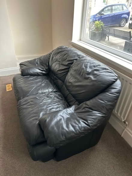 Photo of free Two seater Black Leather Sofa (Langley Park DH7) #2