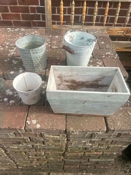 Photo of free Three metal and one wooden planters (Sprowston NR7) #1