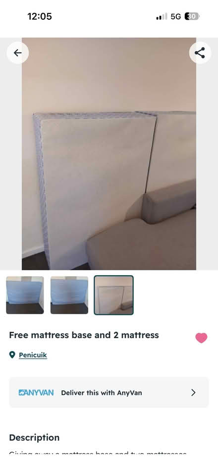 Photo of free Double bed base and mattress (Milton Bridge EH26) #1