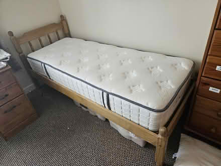 Photo of free Wooden single bed (2ft6) with mattress (Tilehurst RG30) #1