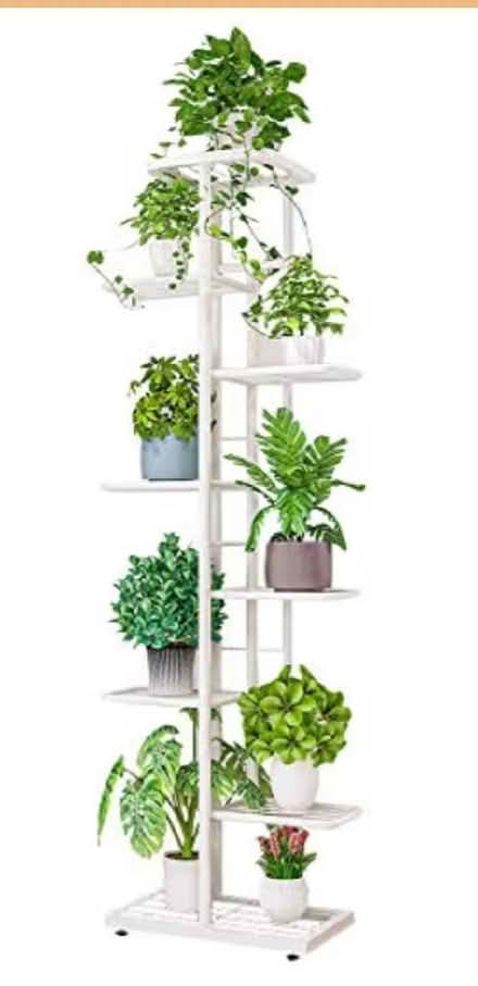 Photo of free Tall white metal multi-tier plant stand with 8 shelves (Roehampton SW15) #2