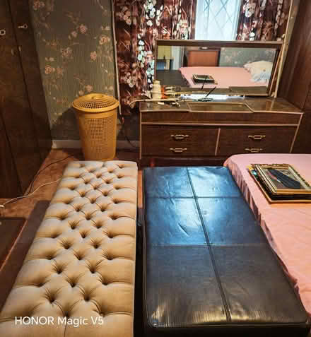 Photo of free Two Ottomans - Black / Beige (Walthamstow Village E17) #1