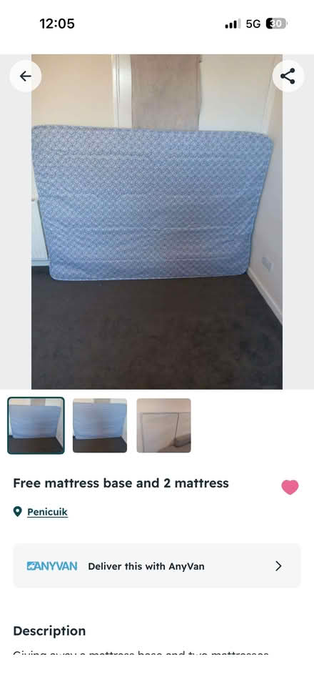Photo of free Double bed base and mattress (Milton Bridge EH26) #2