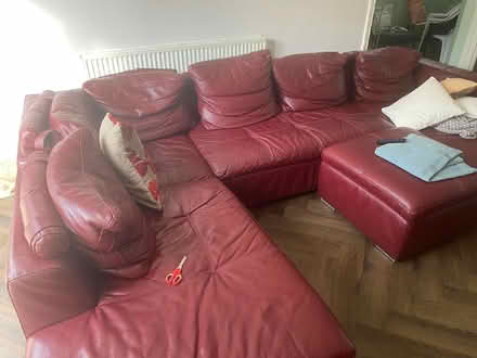 Photo of free 6 seater burgundy Sofa with stool (Lozells B20) #2