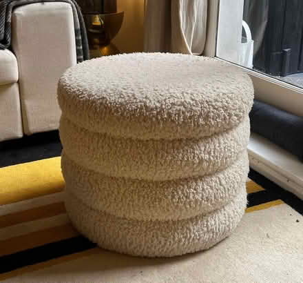 Photo of free Cream Coloured Fluffy Pouffe (Barons Court W14) #1