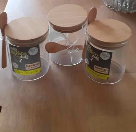 Photo of free 3 Glass storage jars with lids (Enfield EN2) #1