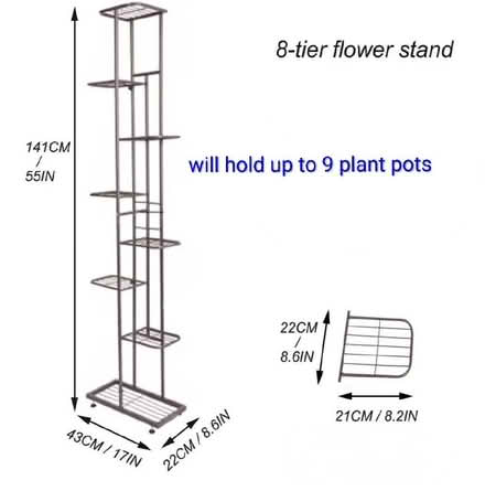 Photo of free Tall white metal multi-tier plant stand with 8 shelves (Roehampton SW15) #3
