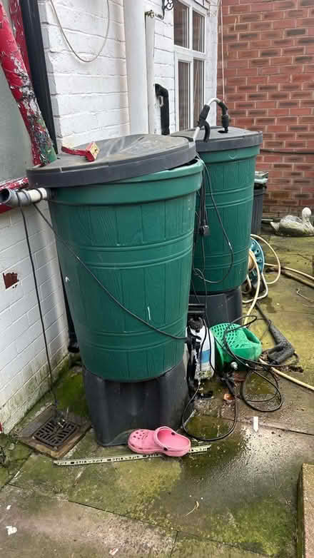Photo of free 2 large Water Butts, Stands + Pump (WA10) #1