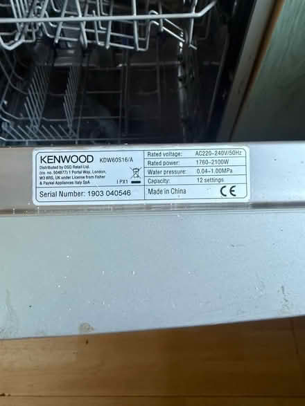 Photo of free Kenwood full size dishwasher (Meersbrook S8) #3