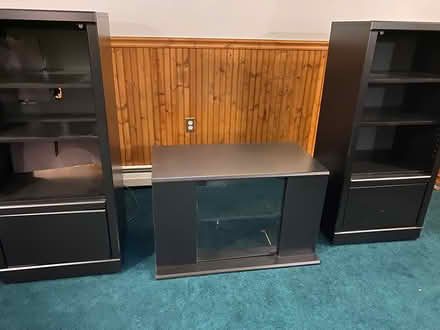 Photo of free Black TV Stand, 2 Media Cabinets (Easthampton) #3