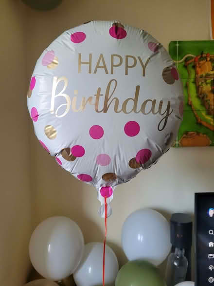 Photo of free Pink white and gold helium birthday balloon x1 (Craigentinny EH7) #1