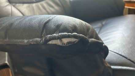 Photo of free Black faux leather recliner with footstool (Salvington BN14) #2