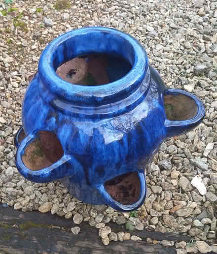 Photo of free blue ceramic herb pot/strawberry planter (Stroud GL5) #1