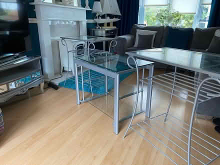 Photo of free Glass and metal tables/tv stand (L38) #1