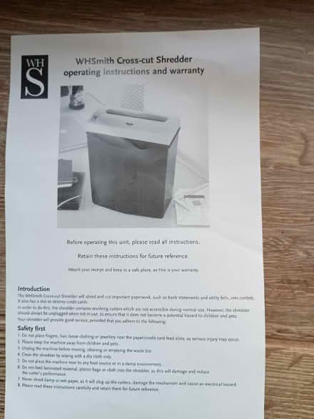 Photo of free WHSmiths Shredder for Repair (Hoole Village CH2) #2