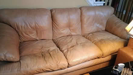 Photo of free Beige Leather Sofa (Off Cary Parkway) #1