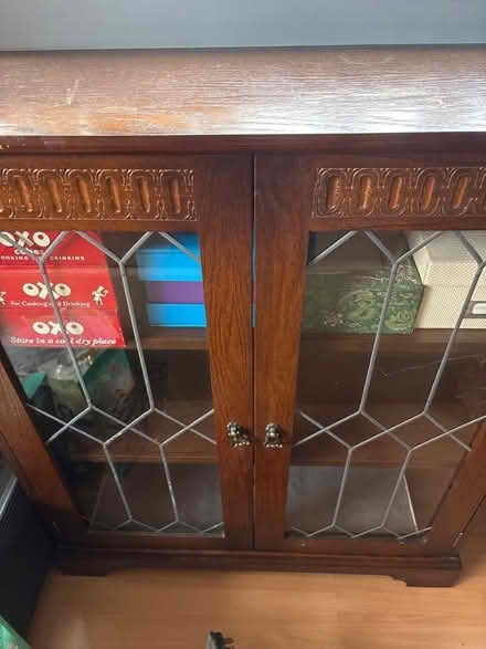 Photo of free Brown wood and glass cabinet (Ball Hill CV2) #1