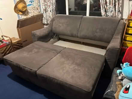 Photo of free Brown sofa bed with storage for bedding (Allerton L15) #2