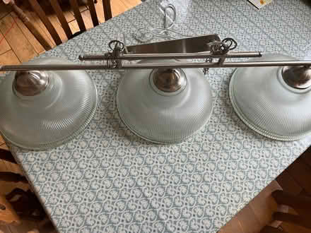 Photo of free Triple light fitting with glass shades (Dolphinholme LA2) #2