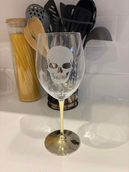 Photo of free Skull wine glass with gold stem (Bs15 4ub) #1