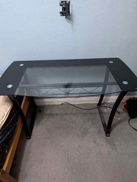 Photo of free Glass Black/Clear Computer Desk (Bedwell SG1) #1