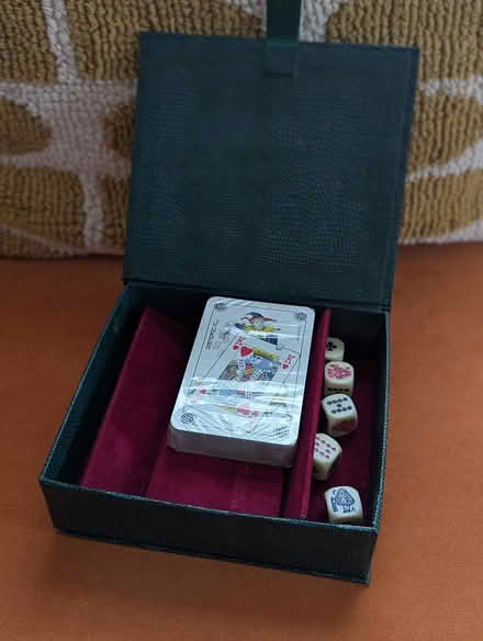Photo of free Cards and poker dice in box (Baldock SG7) #1