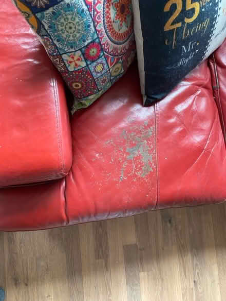 Photo of free Red leather 3 seater sofa (Shirley B90) #3