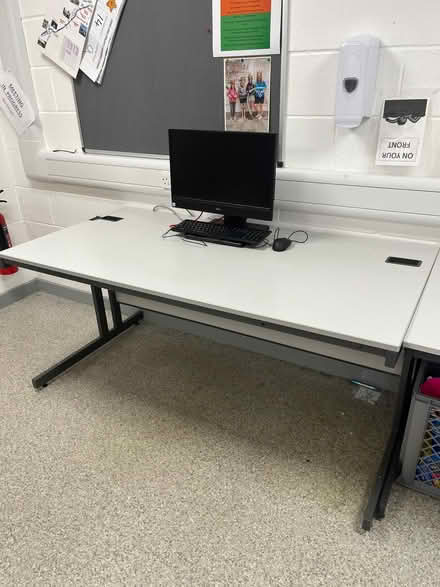 Photo of free 1 grey and 2 wood office desks (Corstorphine) #2