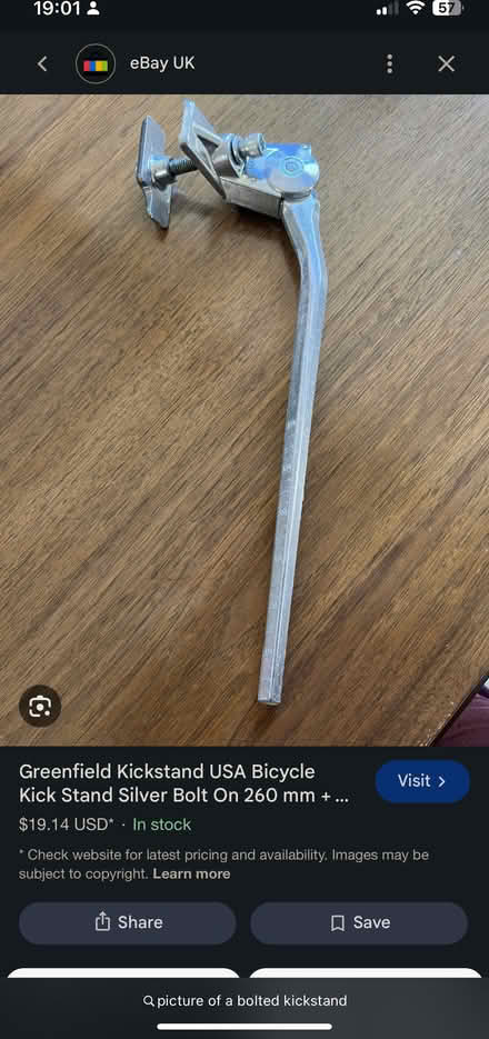 Photo of bicycle kick stand (Alcester Lanes End B14) #1