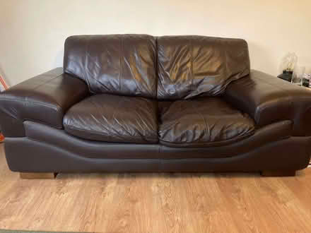 Photo of free Brown leather two seater sofa (Woodside G20) #1