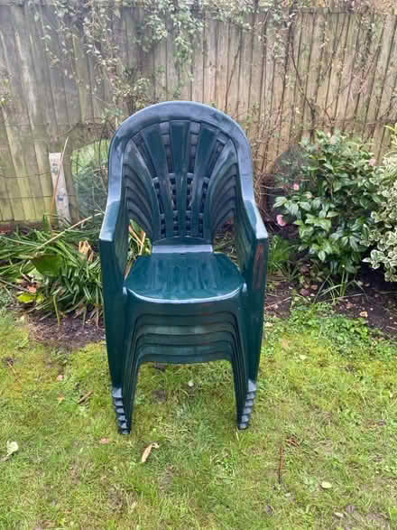 Photo of free Dark green plastic garden chairs (Chalfont St Peter SL9) #2