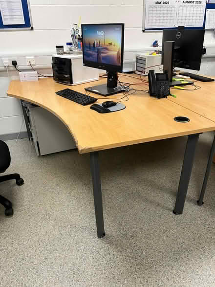 Photo of free 1 grey and 2 wood office desks (Corstorphine) #1