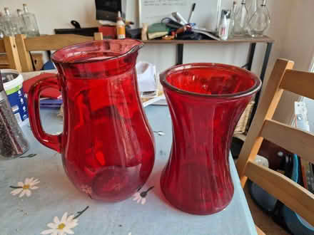 Photo of free Red Glass Jug And Vase (CT5) #1