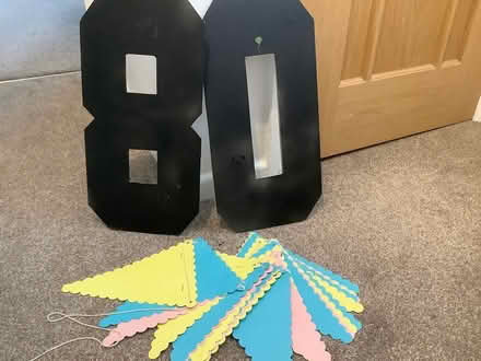 Photo of free Cardboard 80 plus coloured card bunting (Luckington SN14) #1