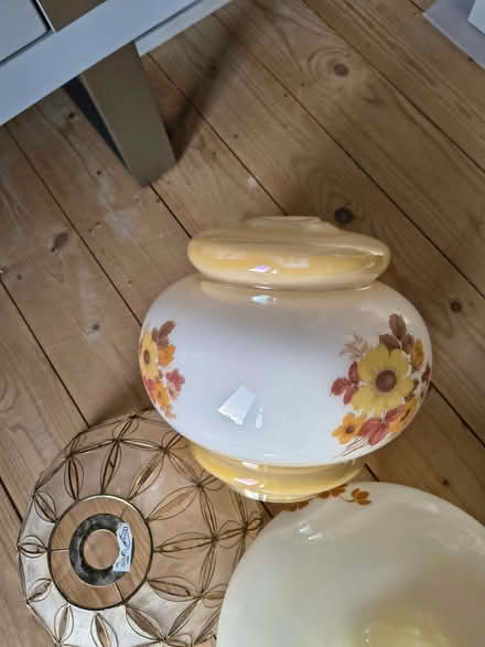 Photo of free 3 retro ceiling lampshades (New Milton BH25) #3