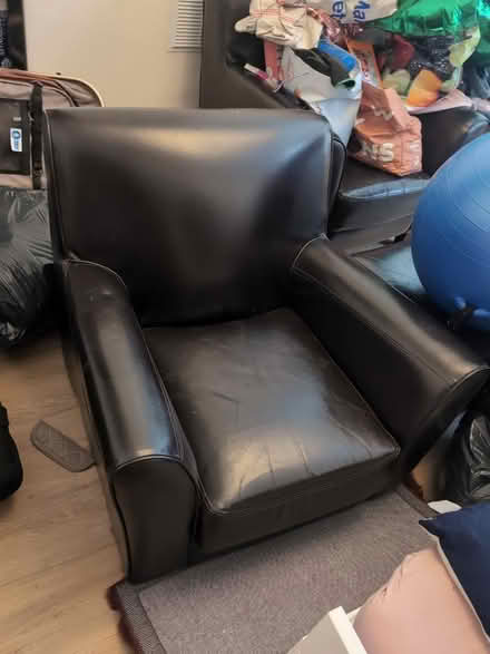 Photo of free Faux leather sofa with foot stool (Beechdale NG8) #1