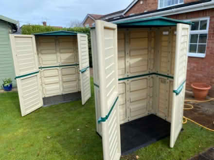 Photo of free Two Tall Plastic Garden Sheds (RG41 Winnersh) #1