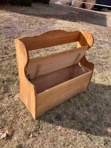 Photo of free Unfinished wood bench w/ storage (50 Silver St, Taunton) #2