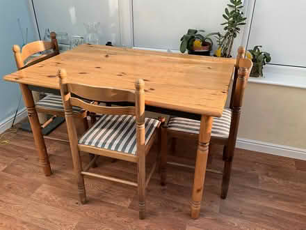 Photo of free Pine table and four chairs (Hertford SG14) #1