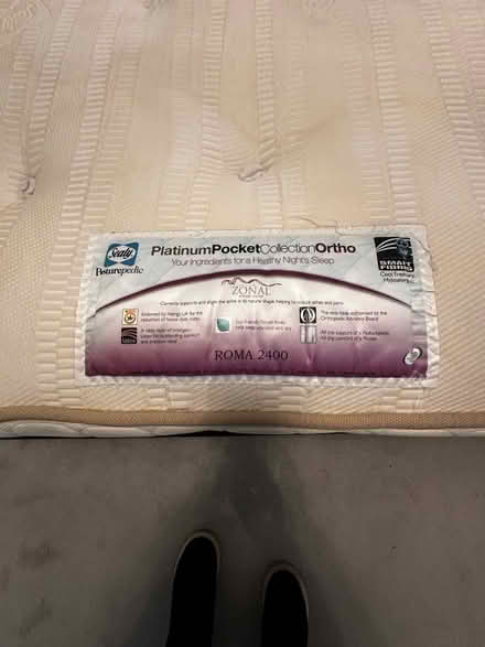 Photo of free King size bed frame and Sealy Posturpedic Ortho Mattress (Cambrian Gate TW10) #2