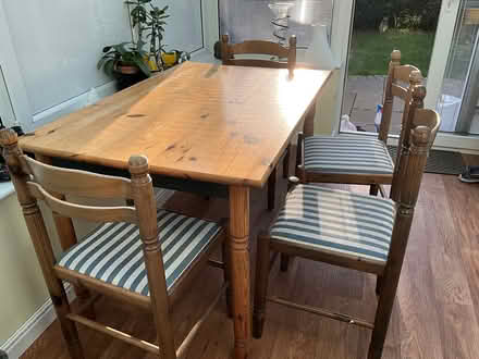 Photo of free Pine table and four chairs (Hertford SG14) #3