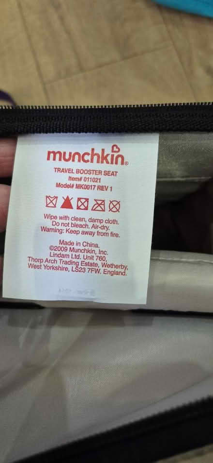 Photo of free Munchkin travel booster seat (ME15 Westmorland Road) #4