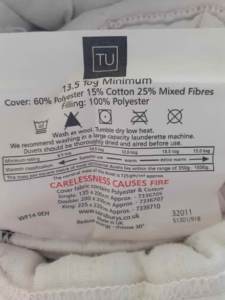 Photo of free Duvet Tu heavy tog double (Mildmay N1) #2