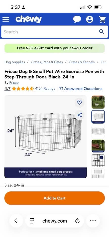 Photo of free Like New Dog Play Pen 24” Tall (Olney) #1